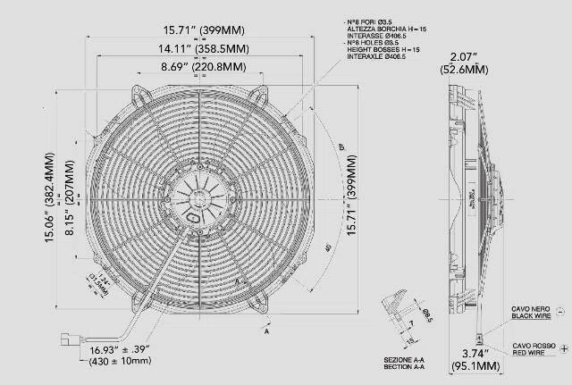 Spal 30102082 Puller Fan 16 in. High Performance - Paddle Blade 1918 cfm